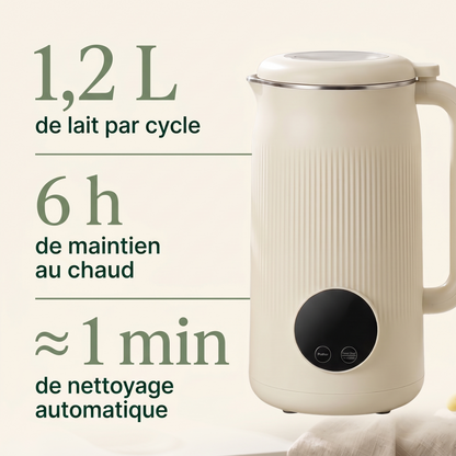 1,2 L par cycle, 6 h de maintien au chaud, environ 1 min de nettoyage