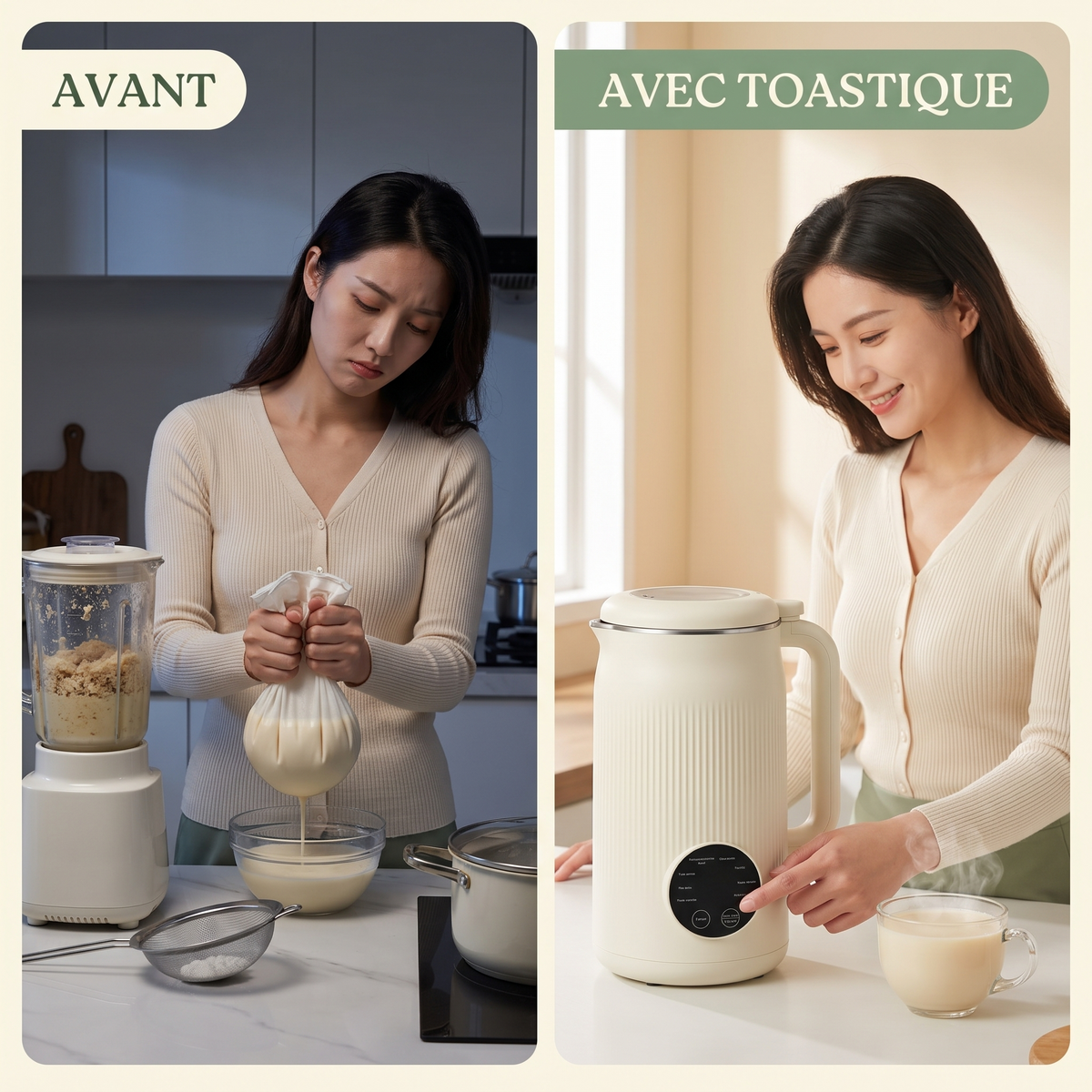 Avant : filtrer à la main. Avec Toastique : un bouton